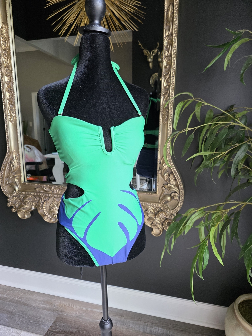 Anthropologie Celandine Eliana Cut-out Halter One-piece Swimsuit New SZ MED